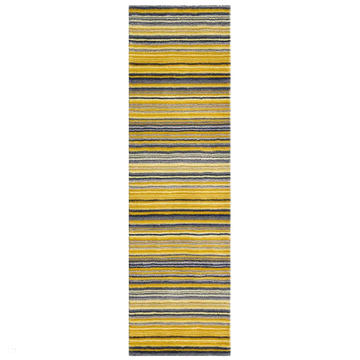 Carter Modern Stripe Hand Woven Wool Ochre Yellow/Grey/Beige Runner-Melrose-Rug Love - The Most Loved Rug Store